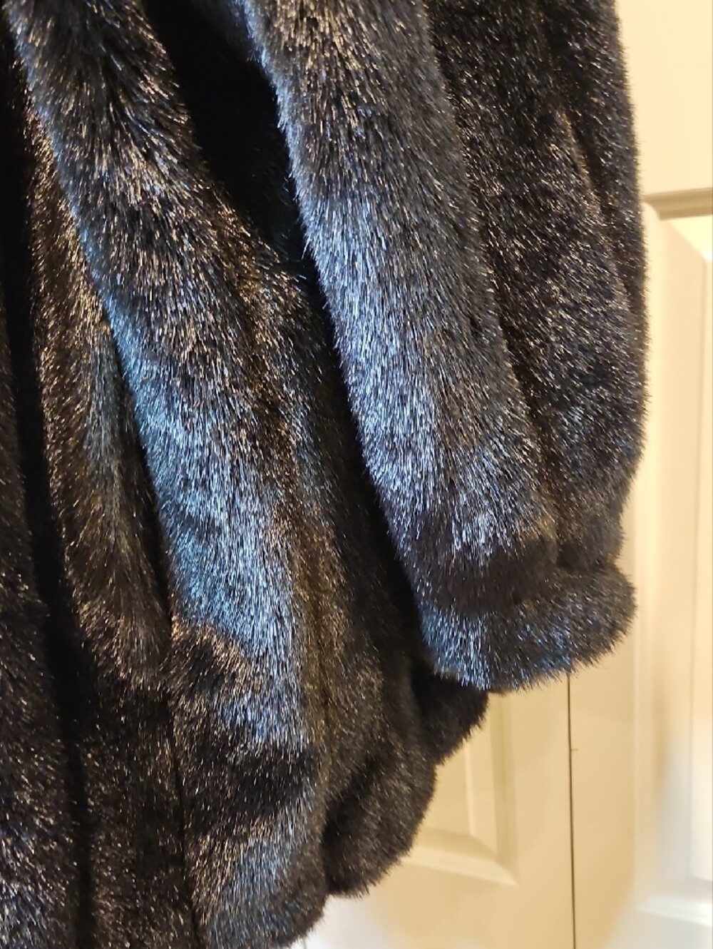 Dennis basso Black Faux Fur Coat with Plush Collar 3X - Picture 5 of 15